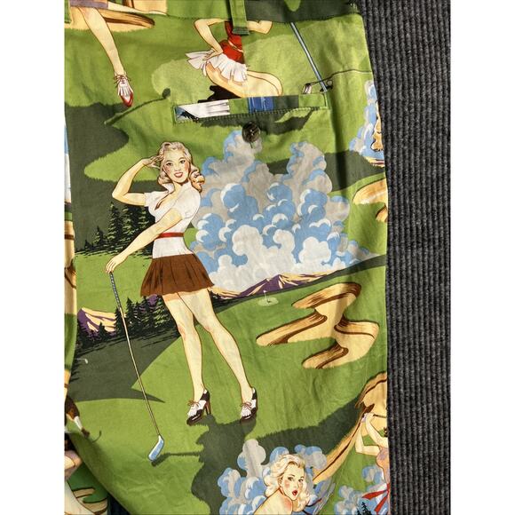 Loudmouth Colorful Golf Pin Up Girl Print Chino Pants Size 40 Novelty Pockets - Picture 10 of 16